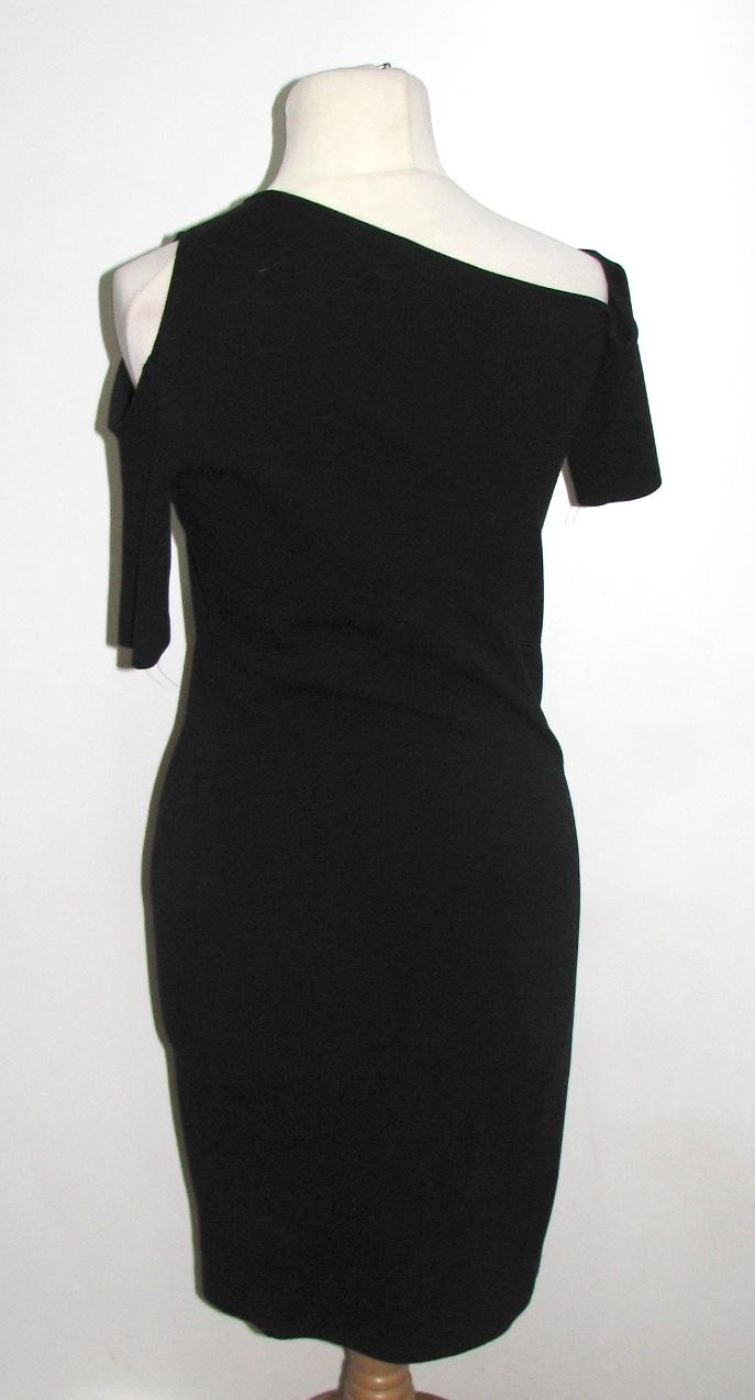 Preowned Helmut Lang shoulder bodycon dress Size M Black viscose