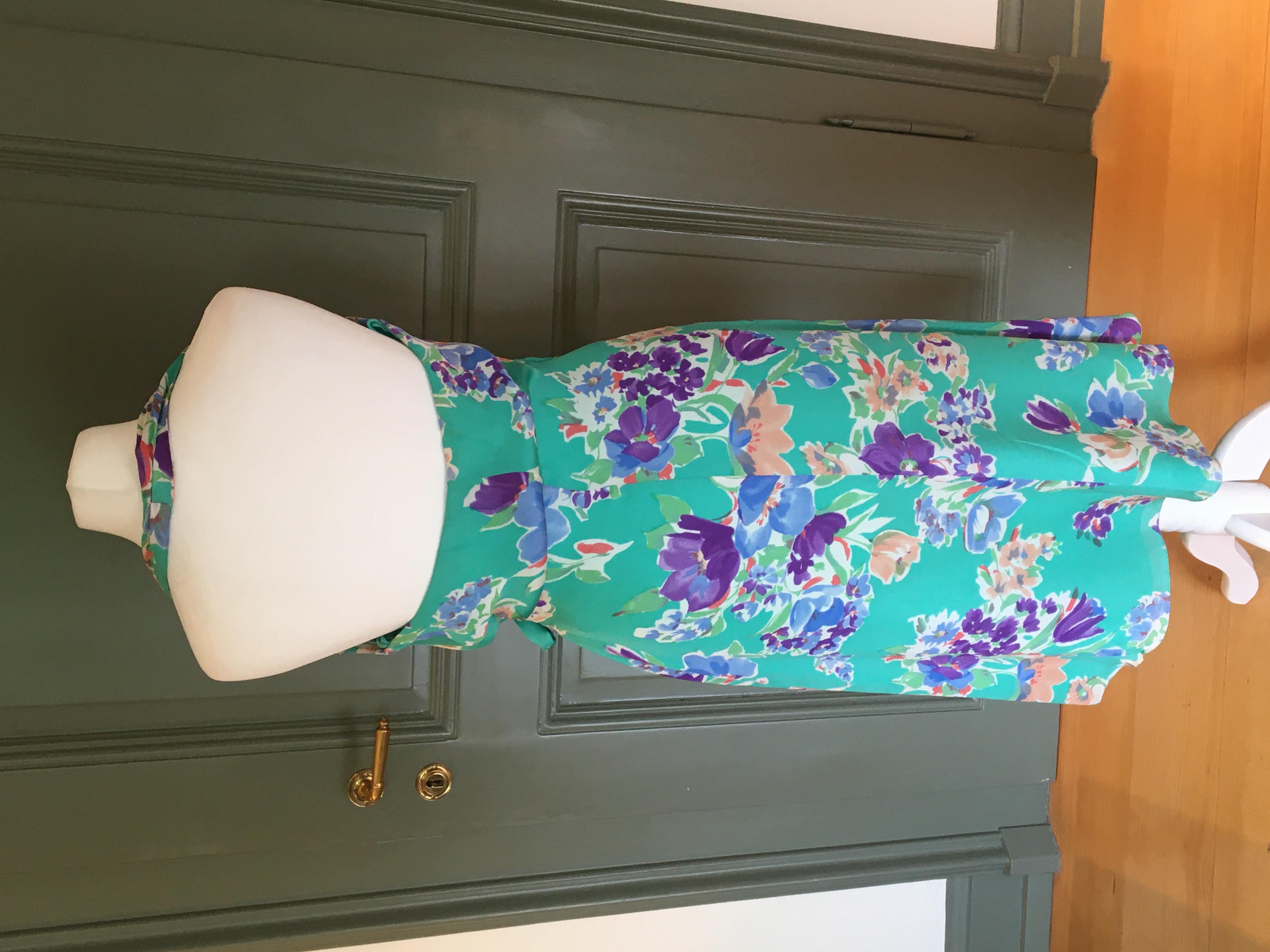 Preowned Ralph Lauren Purple Label Green Floral Halterneck Wrap Dress Size XS silk