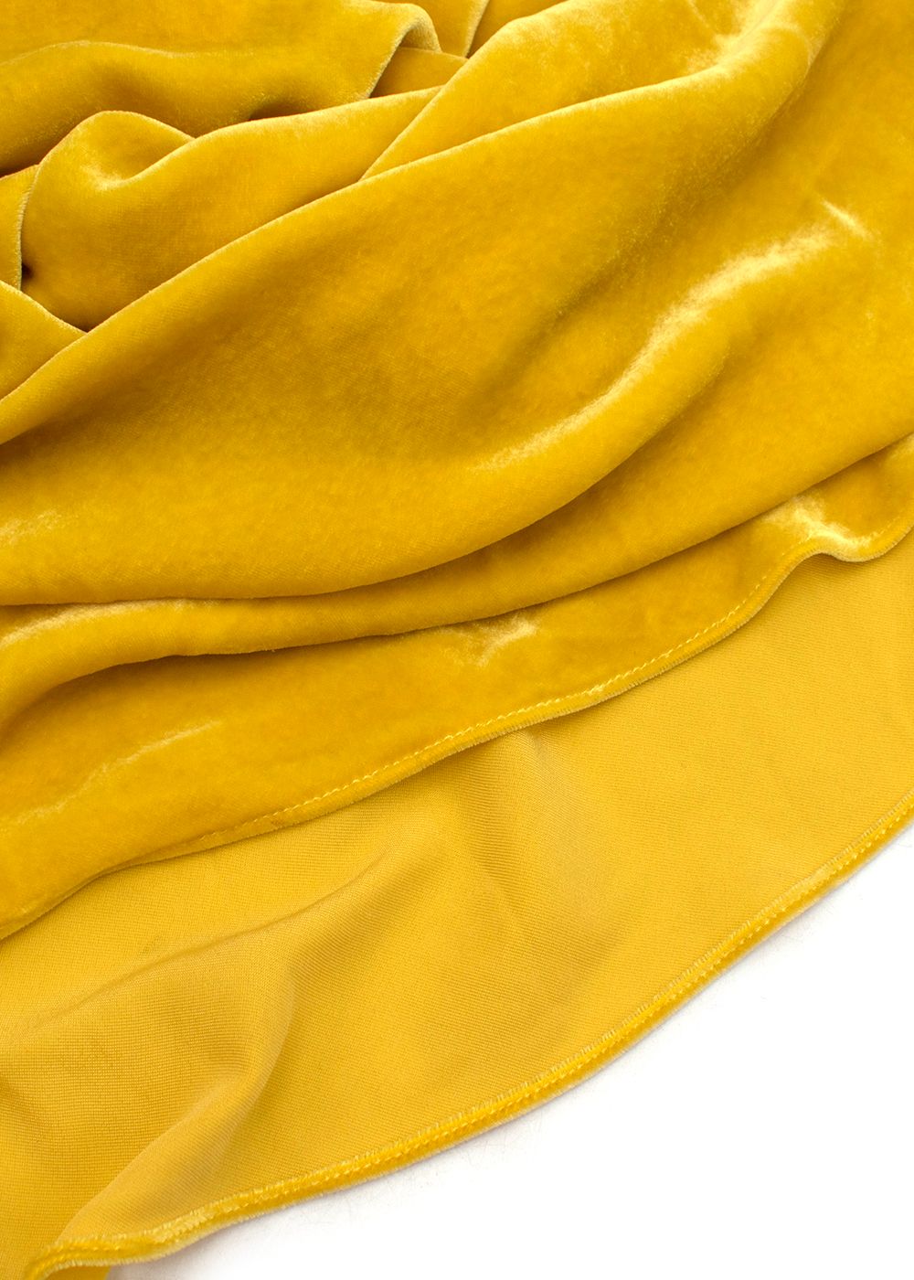 Preowned Crystal Embellished Yellow Velvet Gown  Cape Size S silk