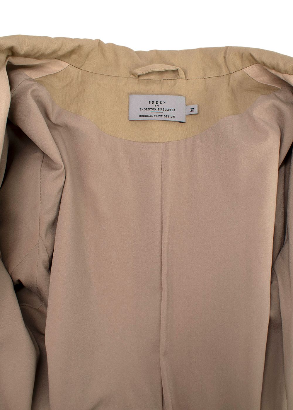 Preowned Preen Beige Two Toned Trench Coat with Striped Panel Size M cotton