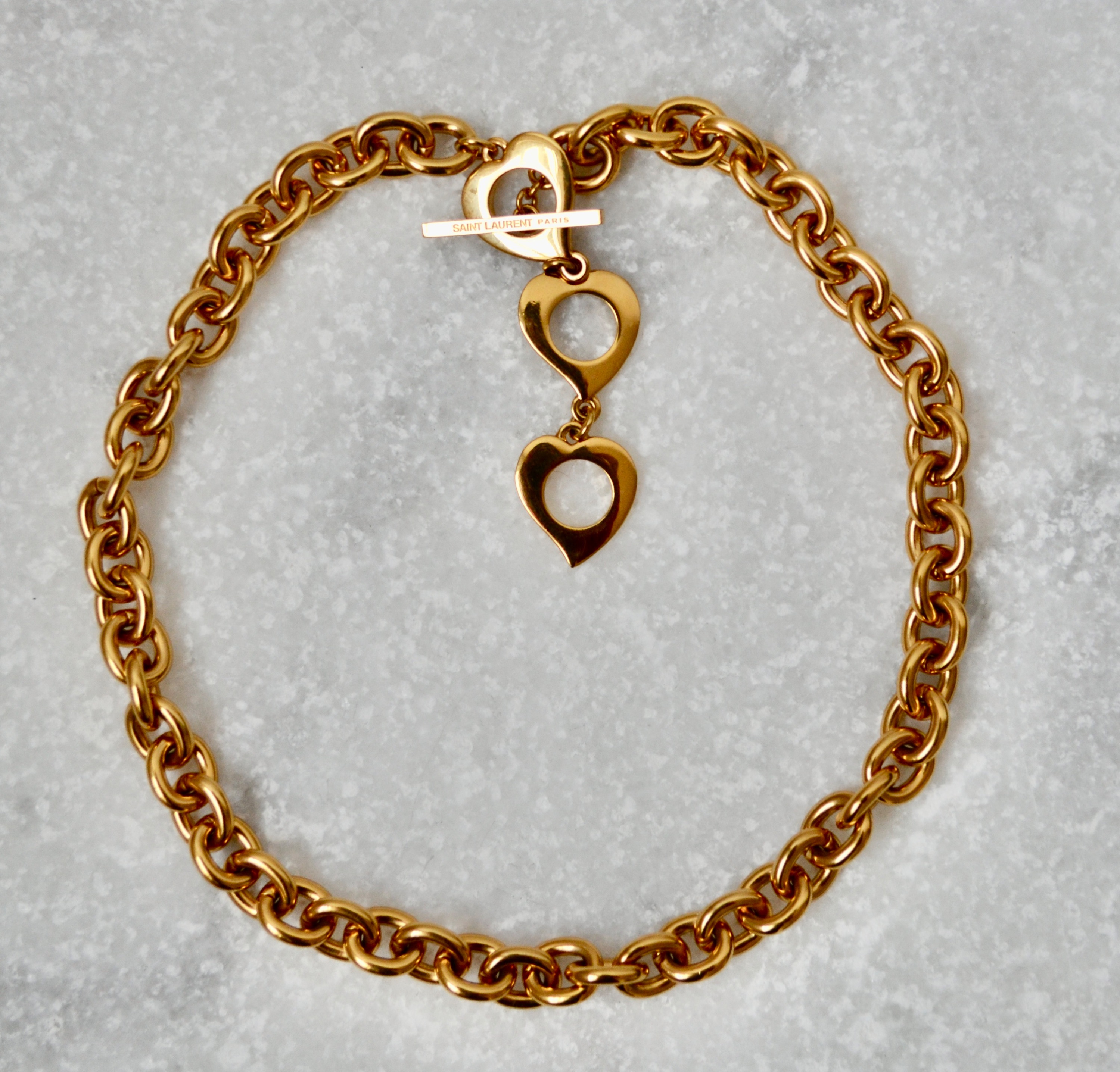 Saint Laurent Gold Tone Chain Link Necklace metal