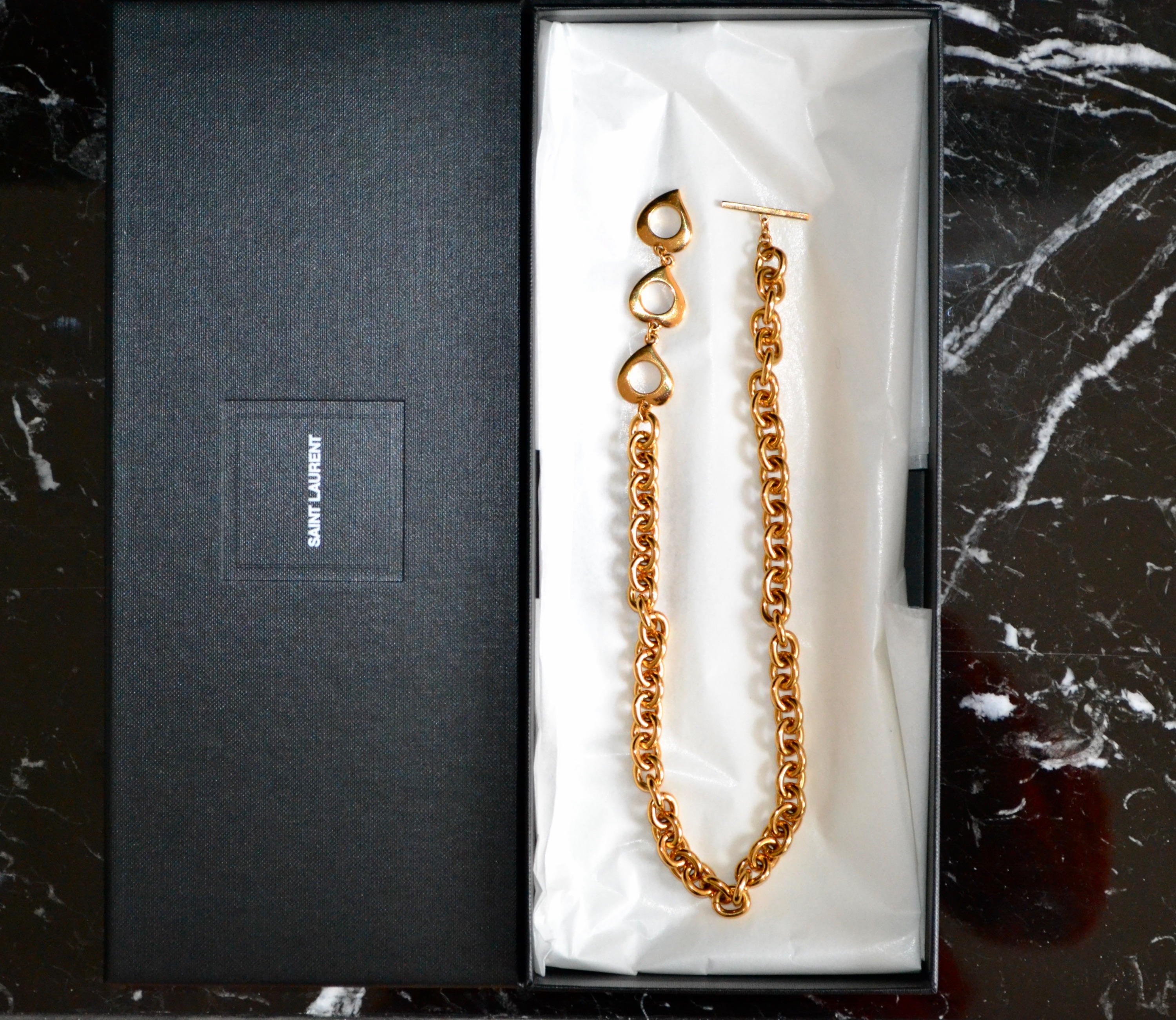 Saint Laurent Gold Tone Chain Link Necklace metal