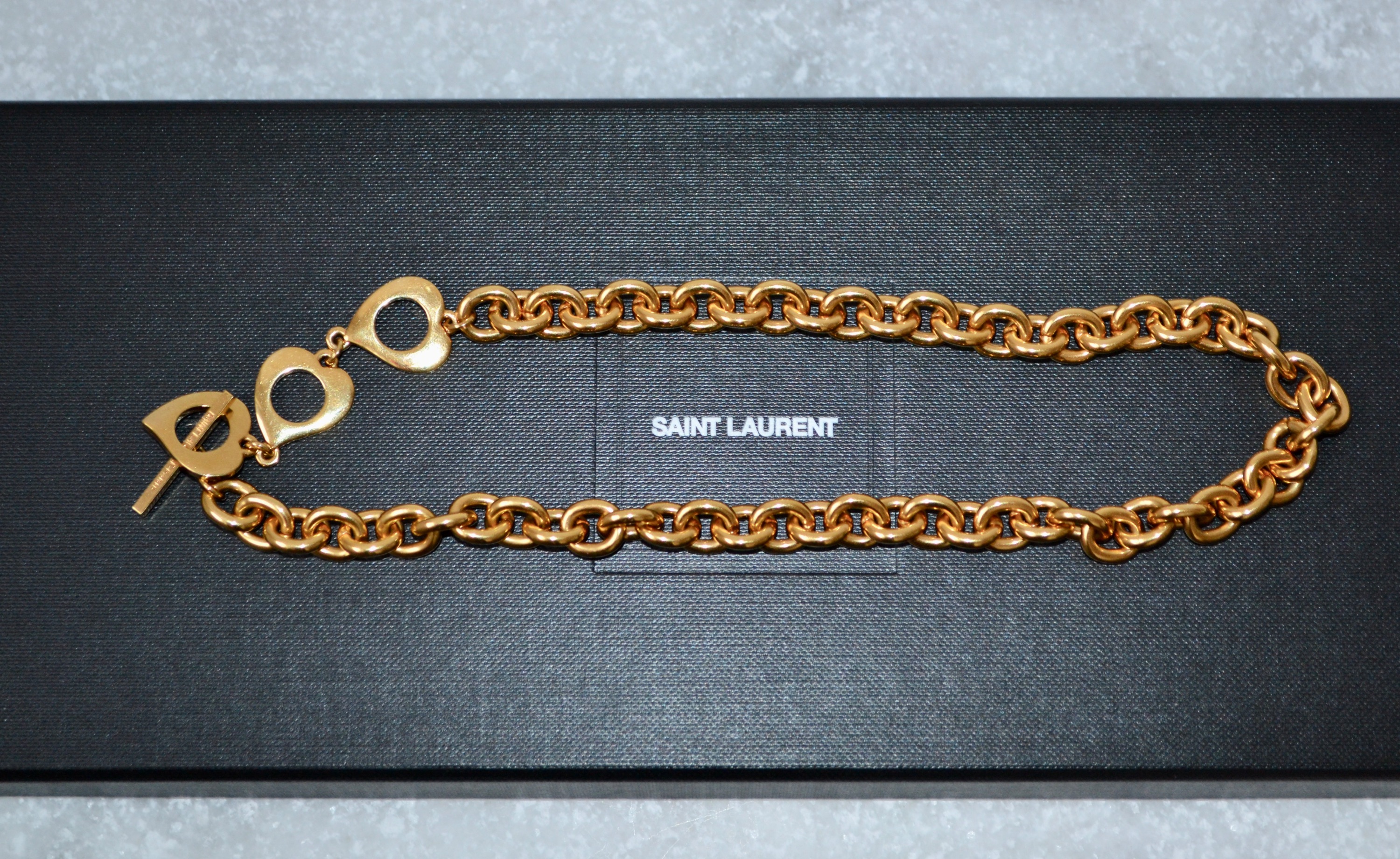 Saint Laurent Gold Tone Chain Link Necklace metal