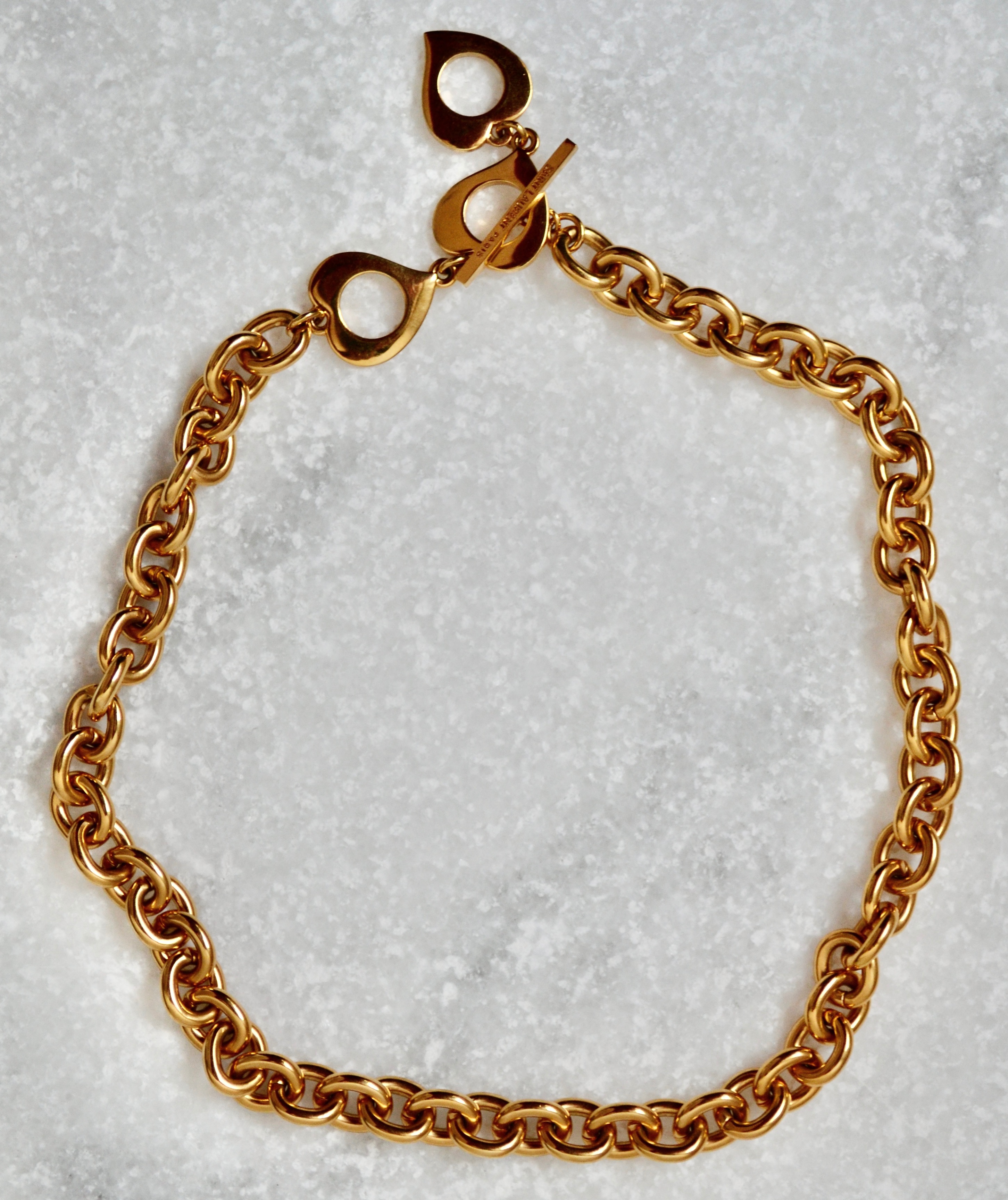 Saint Laurent Gold Tone Chain Link Necklace metal