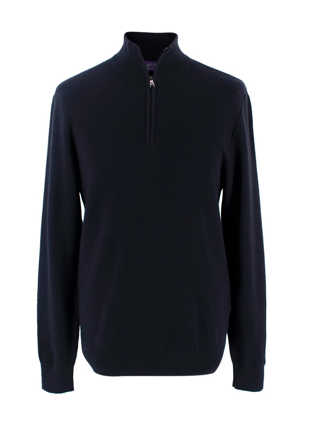 Men's Ralph Lauren Purple Label Navy Cashmere Zip-Up Sweater Size M