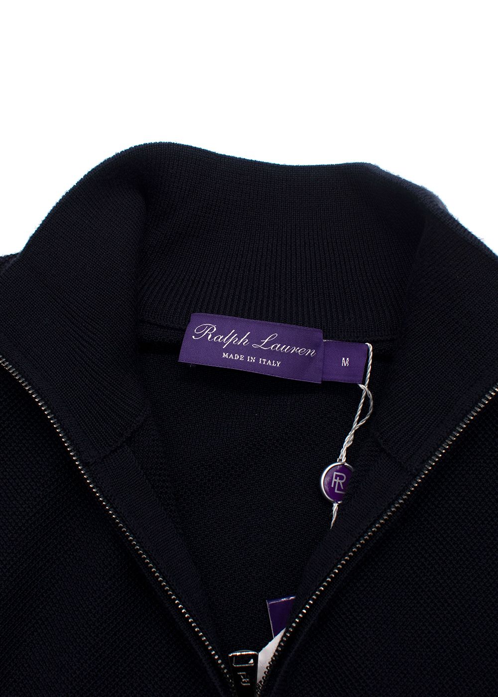 Men's Ralph Lauren Purple Label Navy Cashmere Zip-Up Sweater Size M