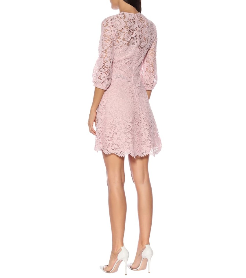 Valentino Scalloped Lace A-line Minidress In Pink Size XS cotton