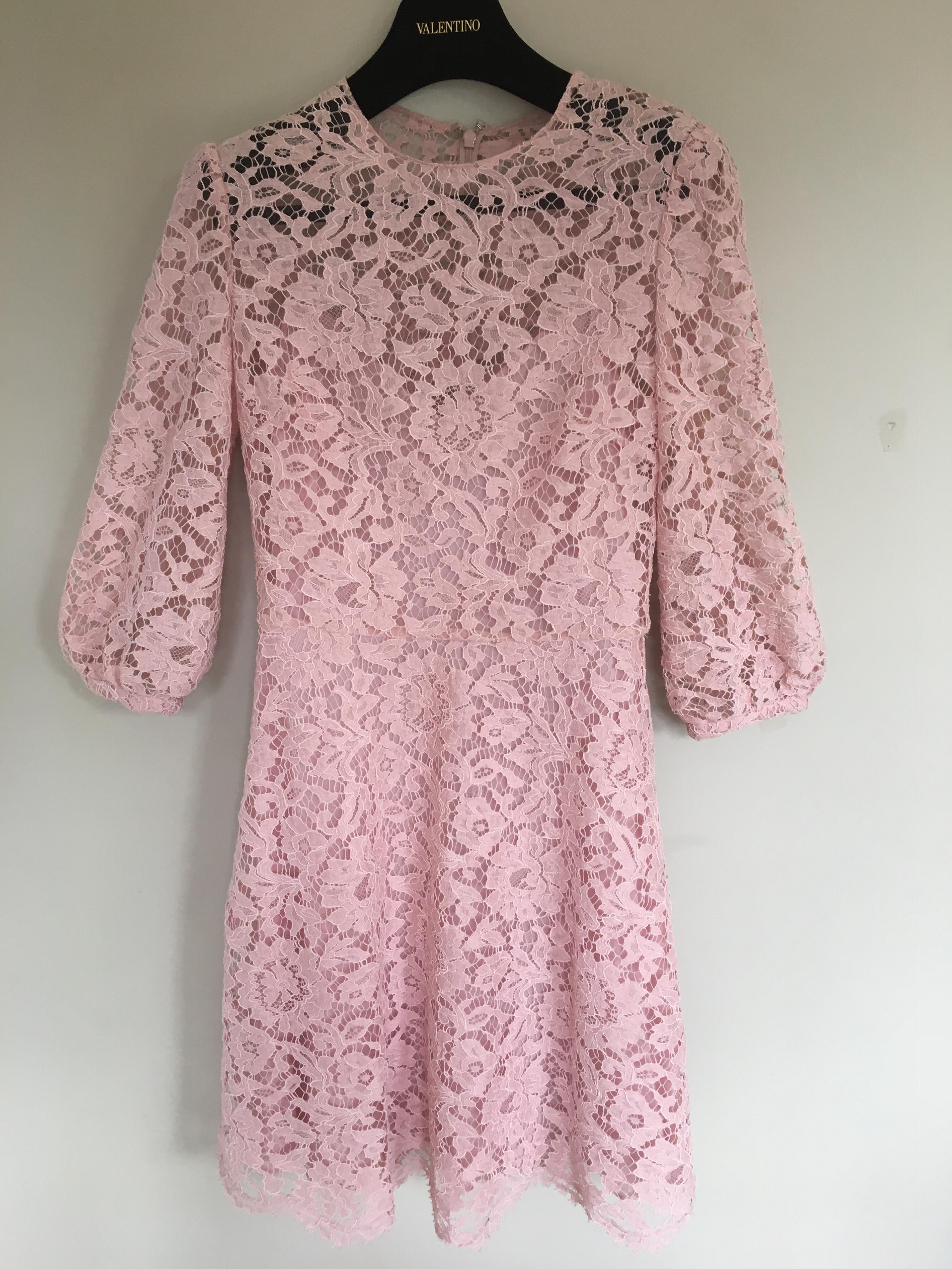 Valentino Scalloped Lace A-line Minidress In Pink Size XS cotton