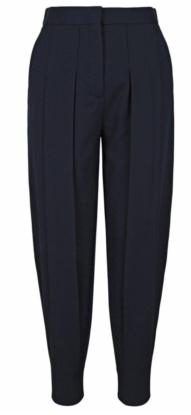 Stella McCartney Chelsea Navy Blue Wool Front Pleat Tapered Trousers Size M lana/wool/laine