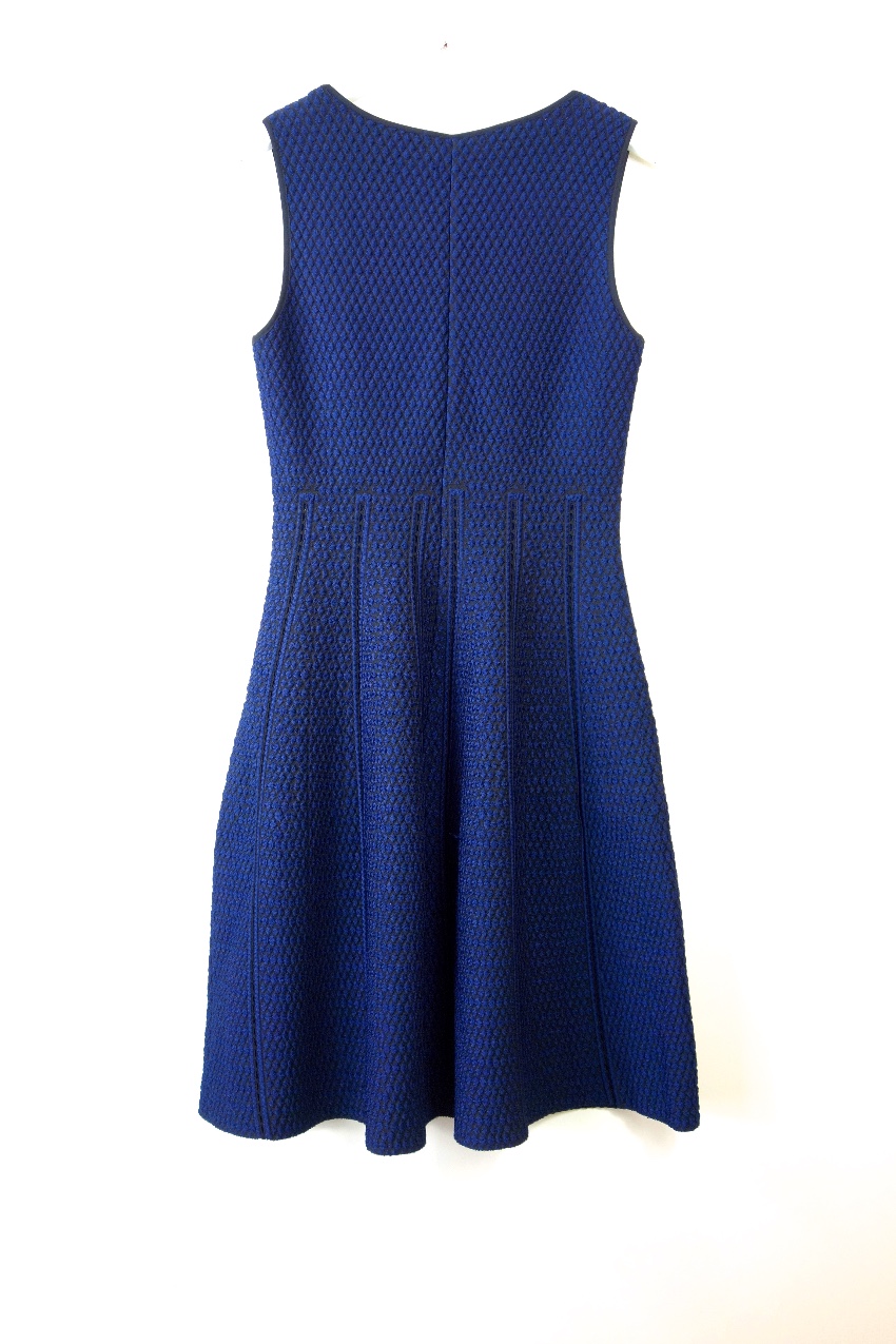 Preowned RVN Blue Textured Skater Dress Size S viscose