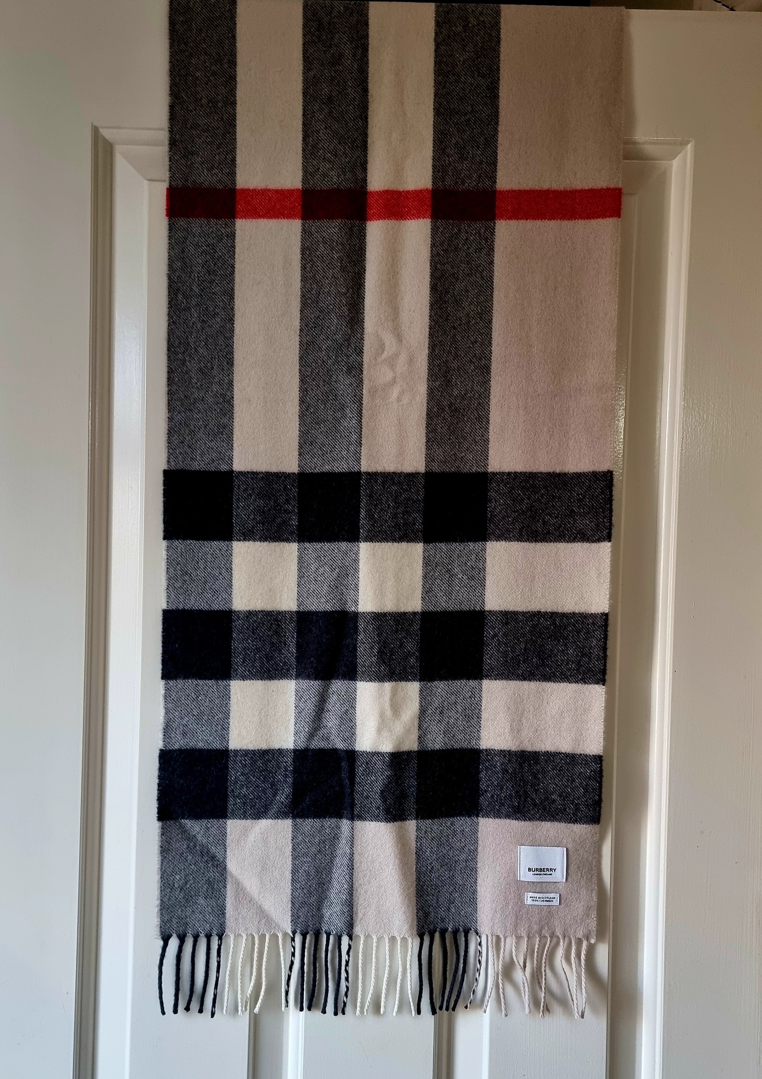 Burberry Stone Check Cashmere Scarf