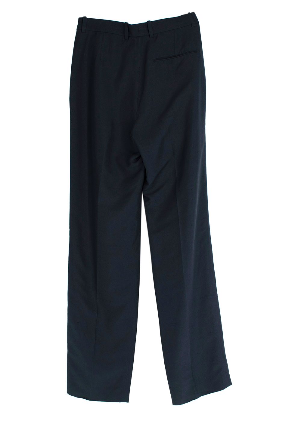 Hermes Blue Silk Cigarette Trousers Size XS