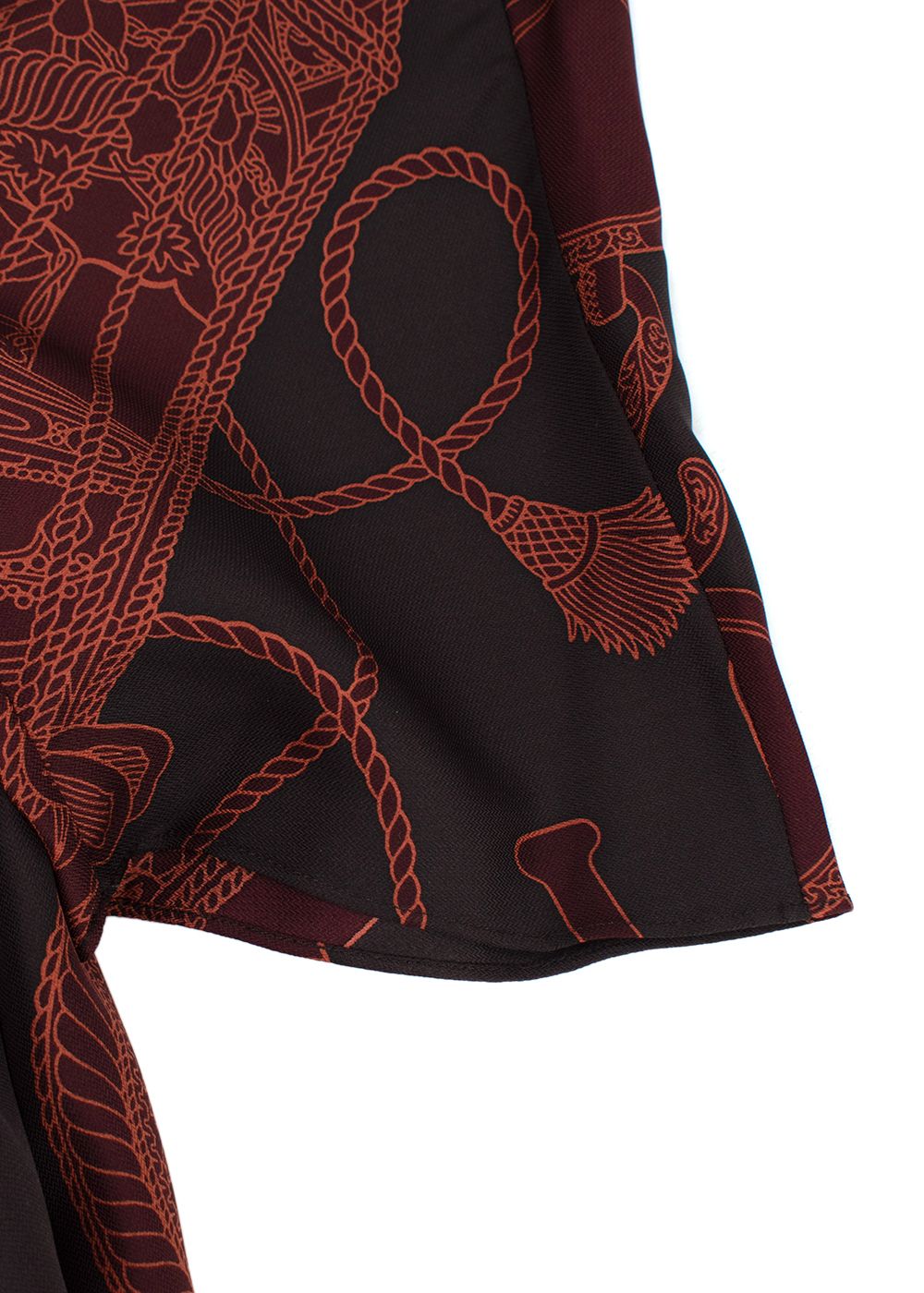 Hermes Marron Ebene Printed Silk Kaftan Size XS brown