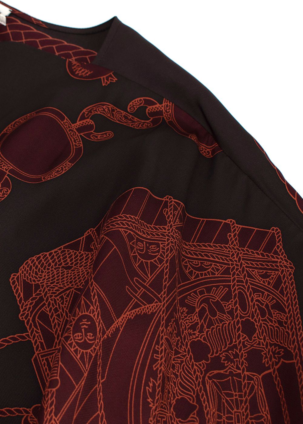 Hermes Marron Ebene Printed Silk Kaftan Size XS brown