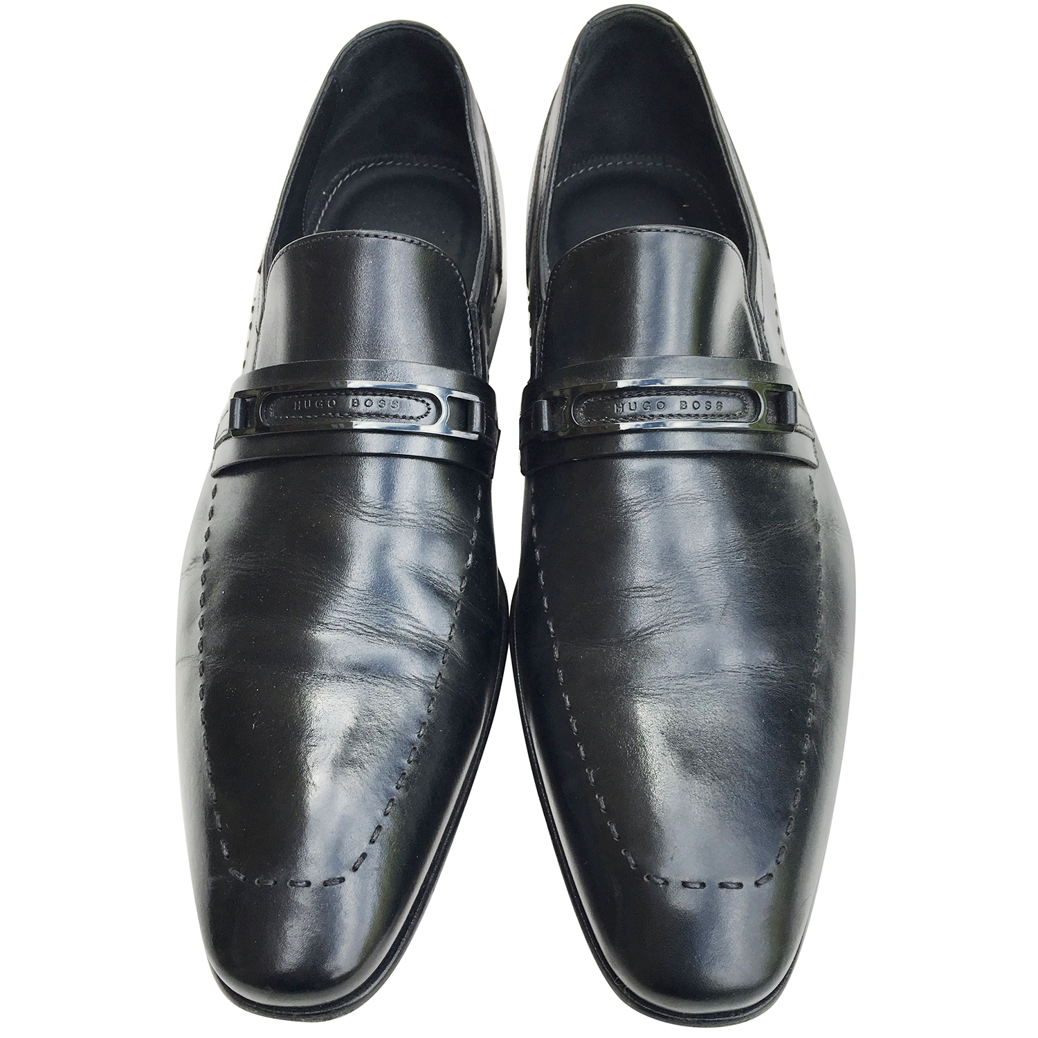 Men's Preowned Hugo Boss Loafers Size 43 Black leather