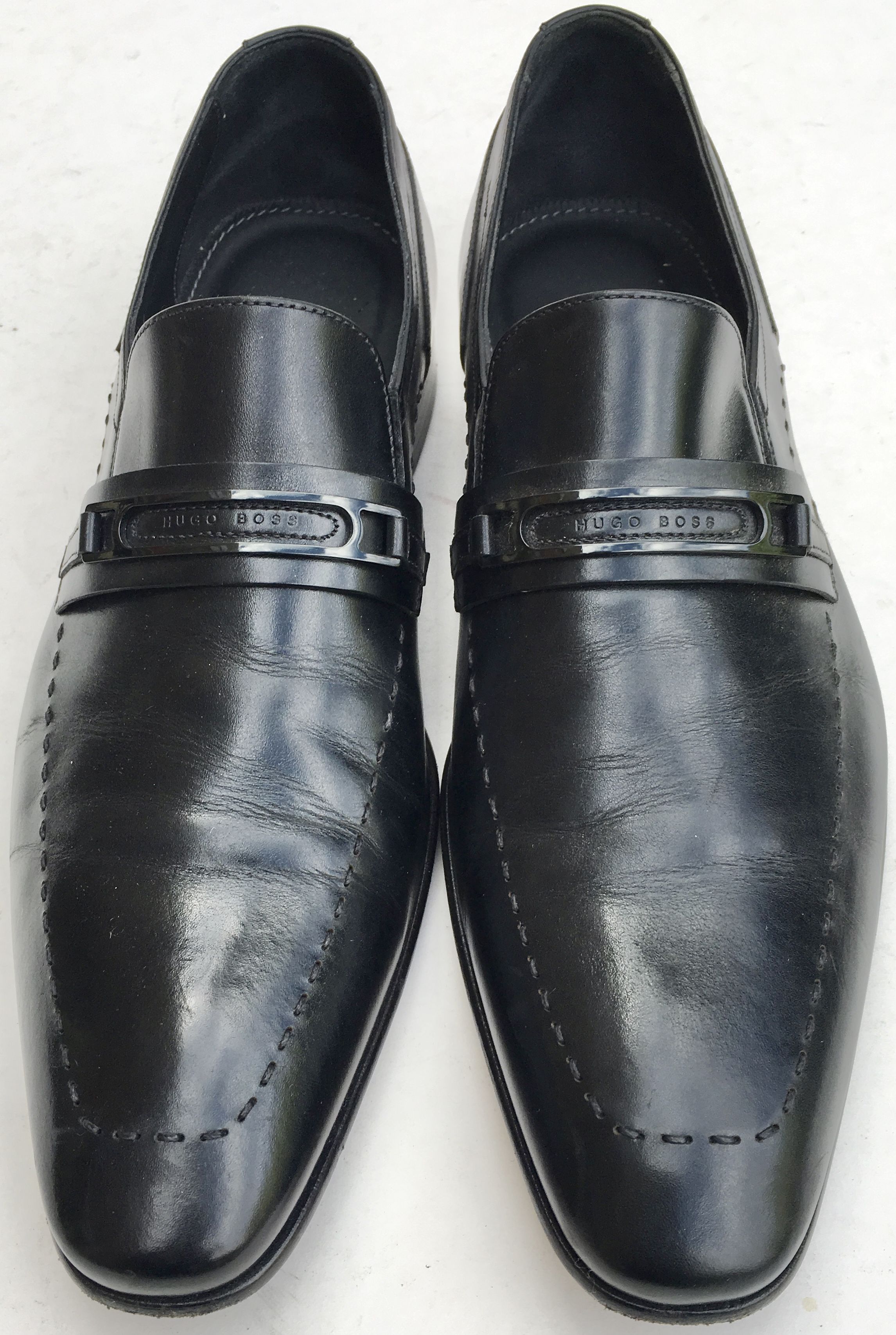 Men's Preowned Hugo Boss Loafers Size 43 Black leather