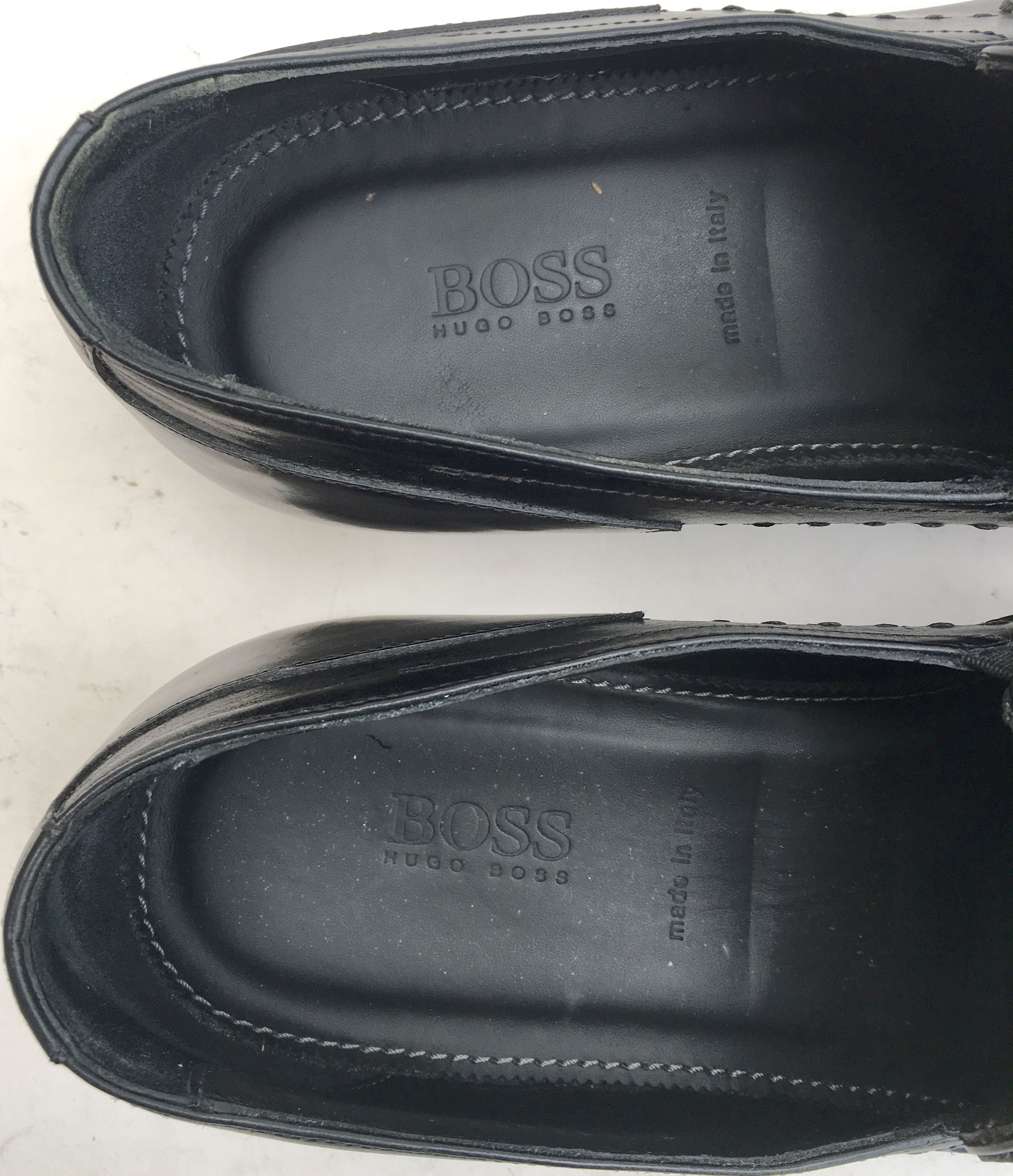 Men's Preowned Hugo Boss Loafers Size 43 Black leather