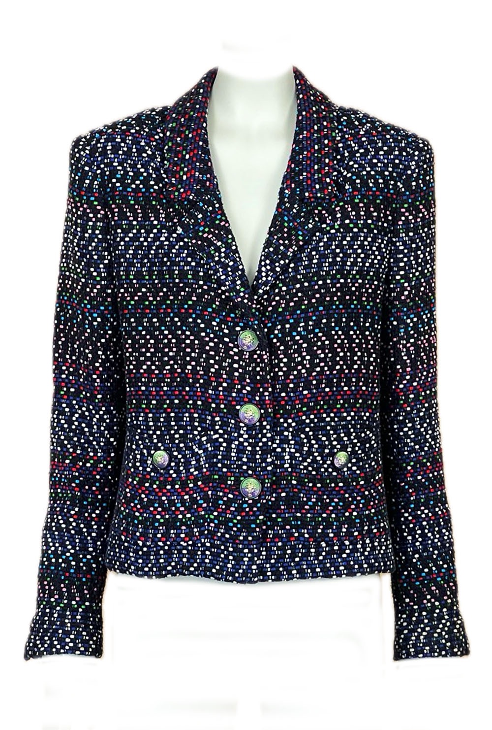 Preowned Chanel Black Lesage Tweed Single Breasted Blazer Size M