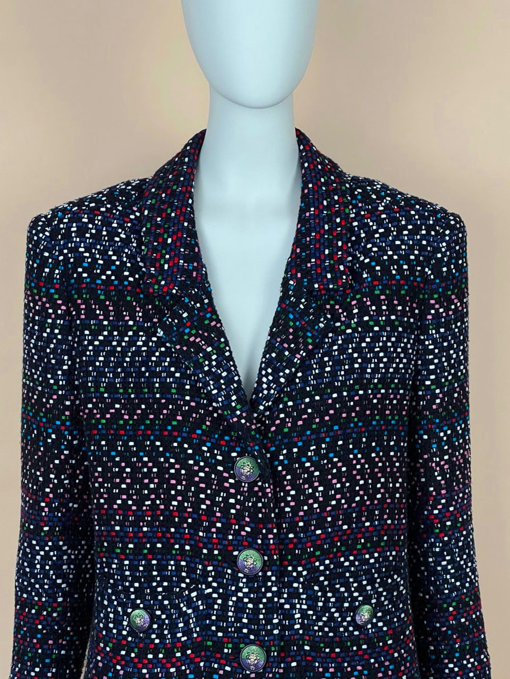 Preowned Chanel Black Lesage Tweed Single Breasted Blazer Size M