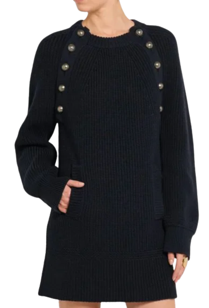 Preowned Chloe Chloé Navy Blue Knitted Oversized Jumper Dress Size M blue | navy blue wool