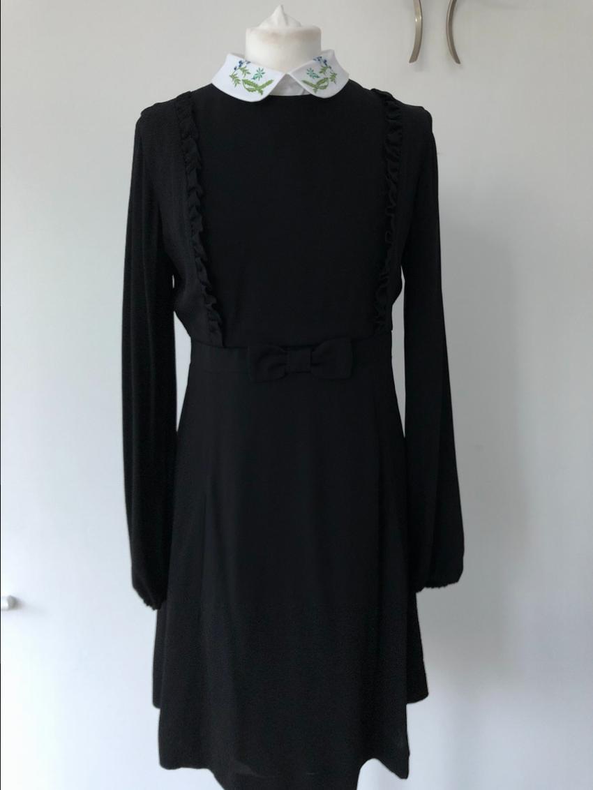 Vivetta Filigrana ruffle mini dress with collar Size M Black viscose