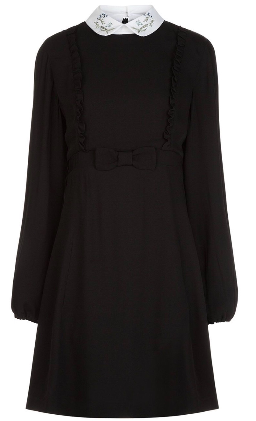 Vivetta Filigrana ruffle mini dress with collar Size M Black viscose