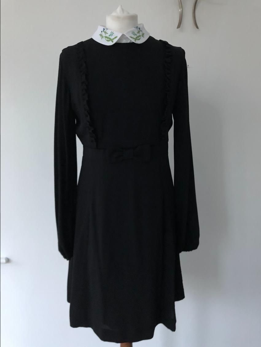 Vivetta Filigrana ruffle mini dress with collar Size M Black viscose