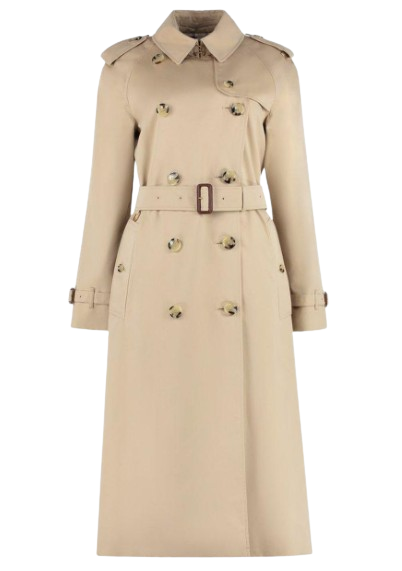 Preowned Burberry Beige Long Double Breasted Waterloo Trench Coat Size 36 cotton