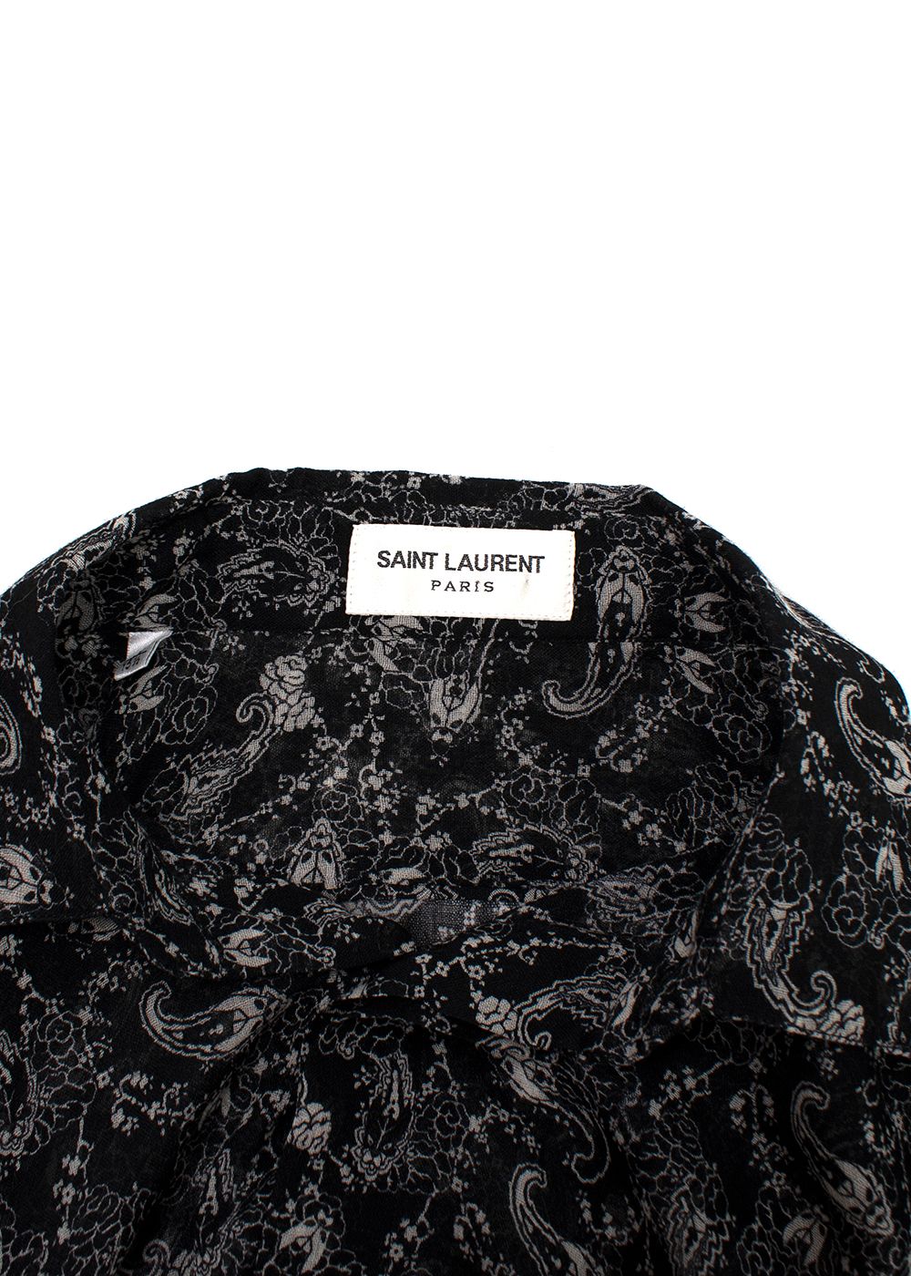 Men's Saint Laurent Black Paisley Pattern Sheer Shirt Size 155 black white wool