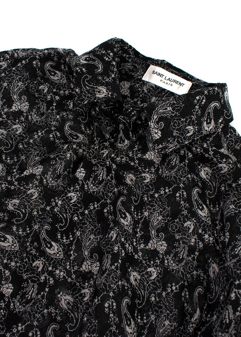 Men's Saint Laurent Black Paisley Pattern Sheer Shirt Size 155 black white wool