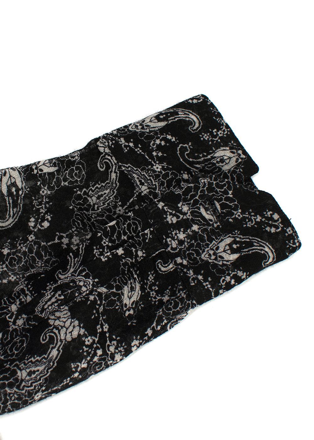 Men's Saint Laurent Black Paisley Pattern Sheer Shirt Size 155 black white wool