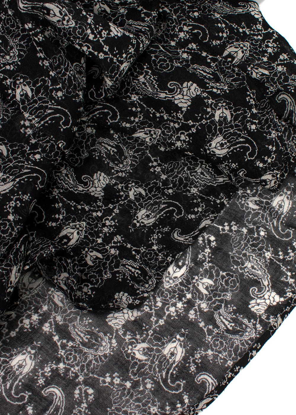 Men's Saint Laurent Black Paisley Pattern Sheer Shirt Size 155 black white wool