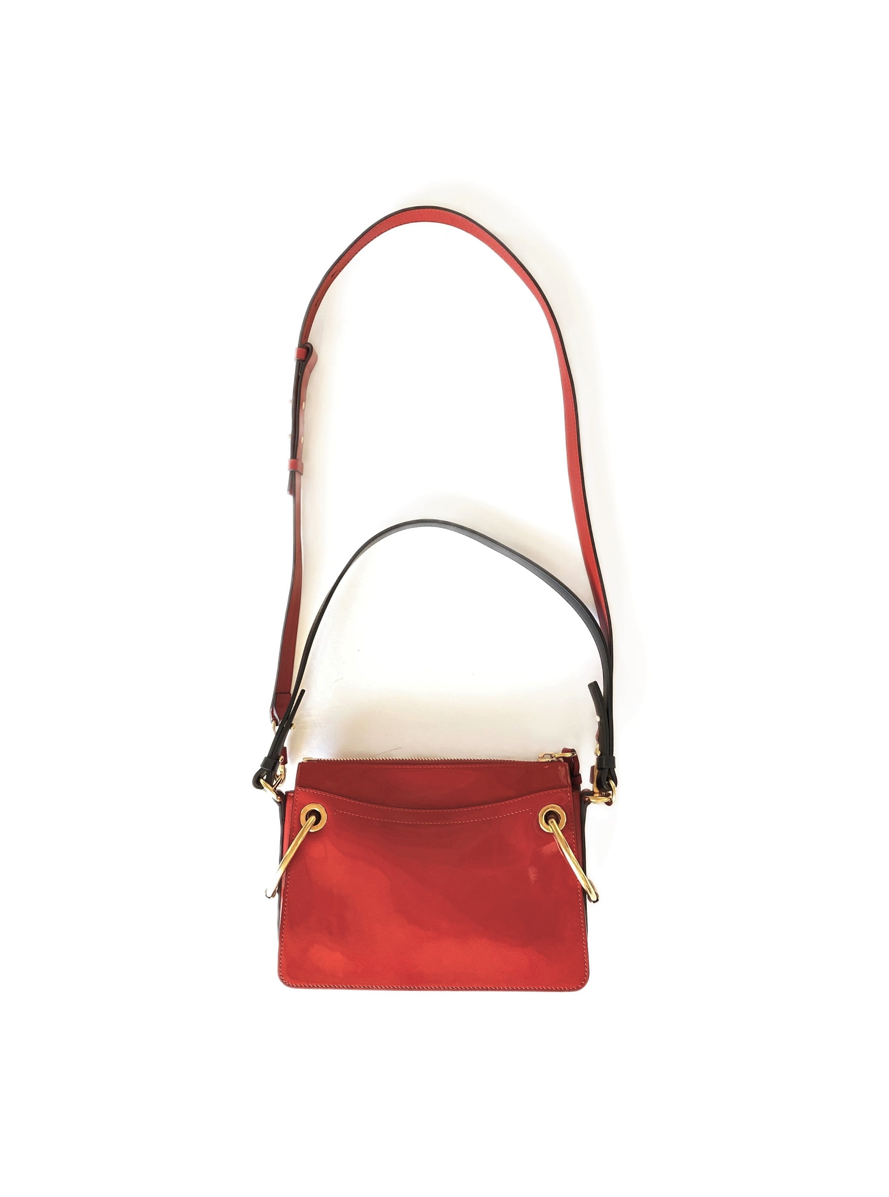 Preowned Chloe Small Red Patent Roy Bag leather