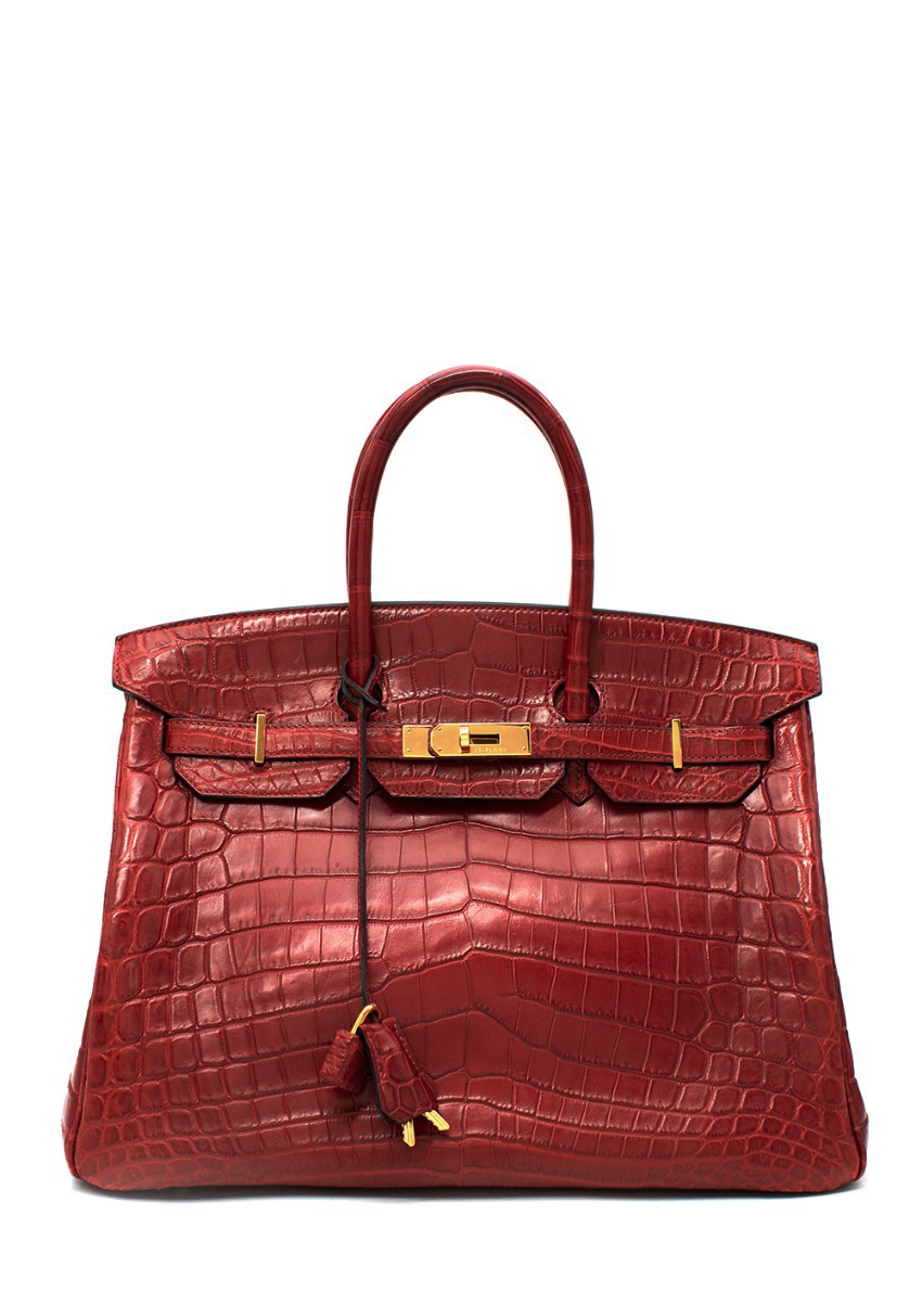 Hermes Rouge H Matte Niloticus Crocodile Birkin Bag 35 GHW