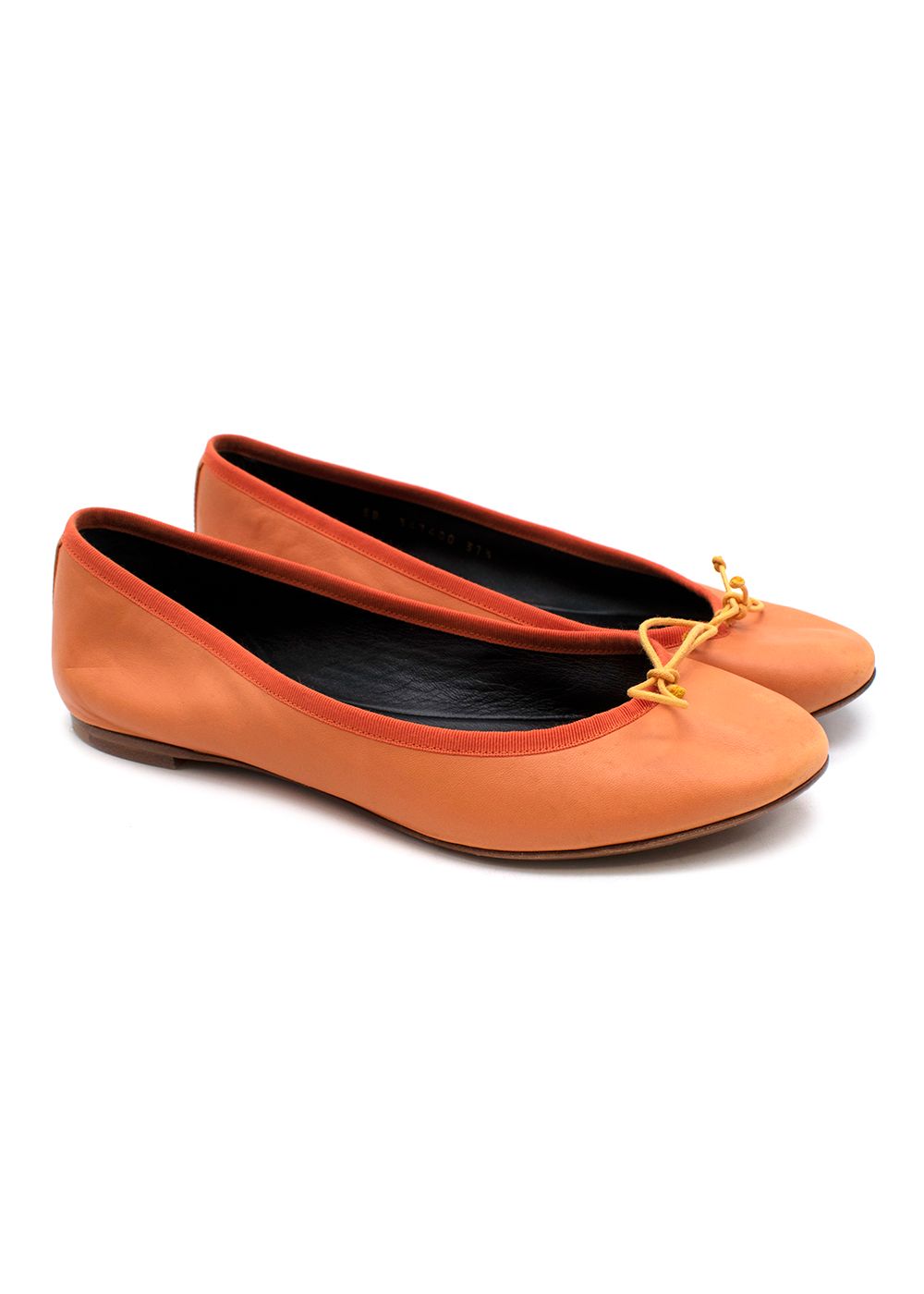 Saint Laurent Orange Leather Ballet Flats Size 375