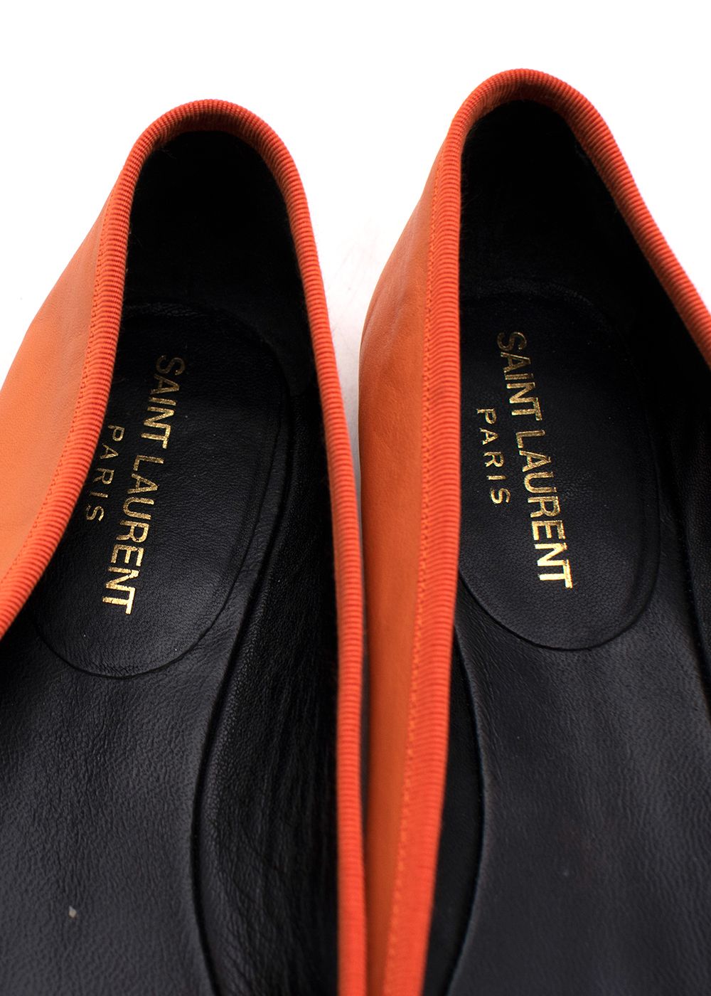 Saint Laurent Orange Leather Ballet Flats Size 375