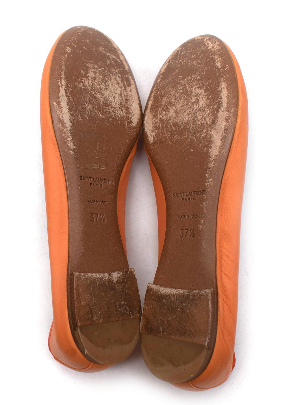 Saint Laurent Orange Leather Ballet Flats Size 375