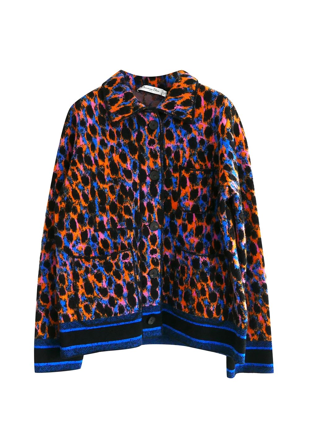 Dior Neon Leopard Printed Wool Jacket Size M Multi wool mix