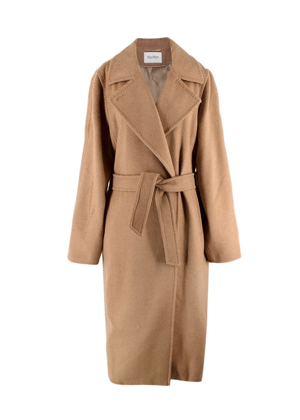 Preowned MaxMara Long Tan Coat Size XL wool