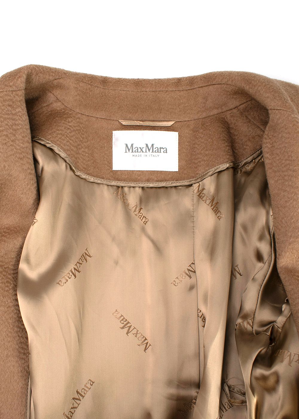 Preowned MaxMara Long Tan Coat Size XL wool