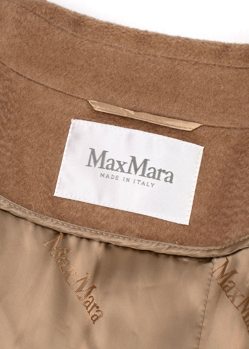 Preowned MaxMara Long Tan Coat Size XL wool