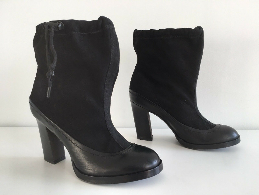 Preowned Rag  Bone Black Nubuck Holt Ankle Boots Size 40 leather