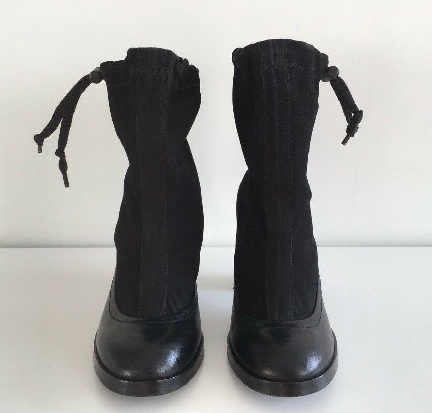 Preowned Rag  Bone Black Nubuck Holt Ankle Boots Size 40 leather