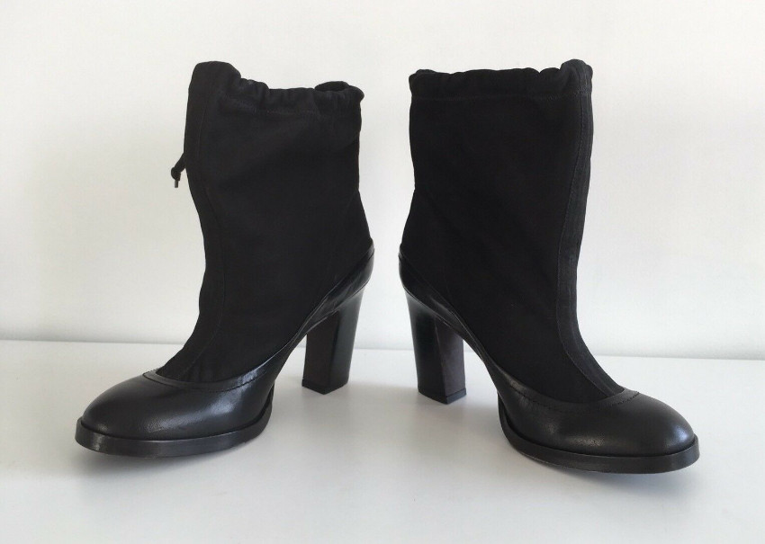 Preowned Rag  Bone Black Nubuck Holt Ankle Boots Size 40 leather