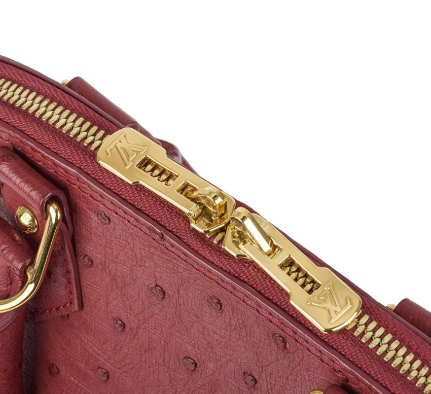 Preowned Louis Vuitton Ostrich Alma BB Bag Red leather