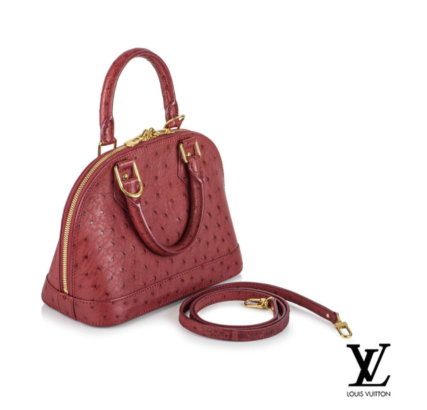 Preowned Louis Vuitton Ostrich Alma BB Bag Red leather