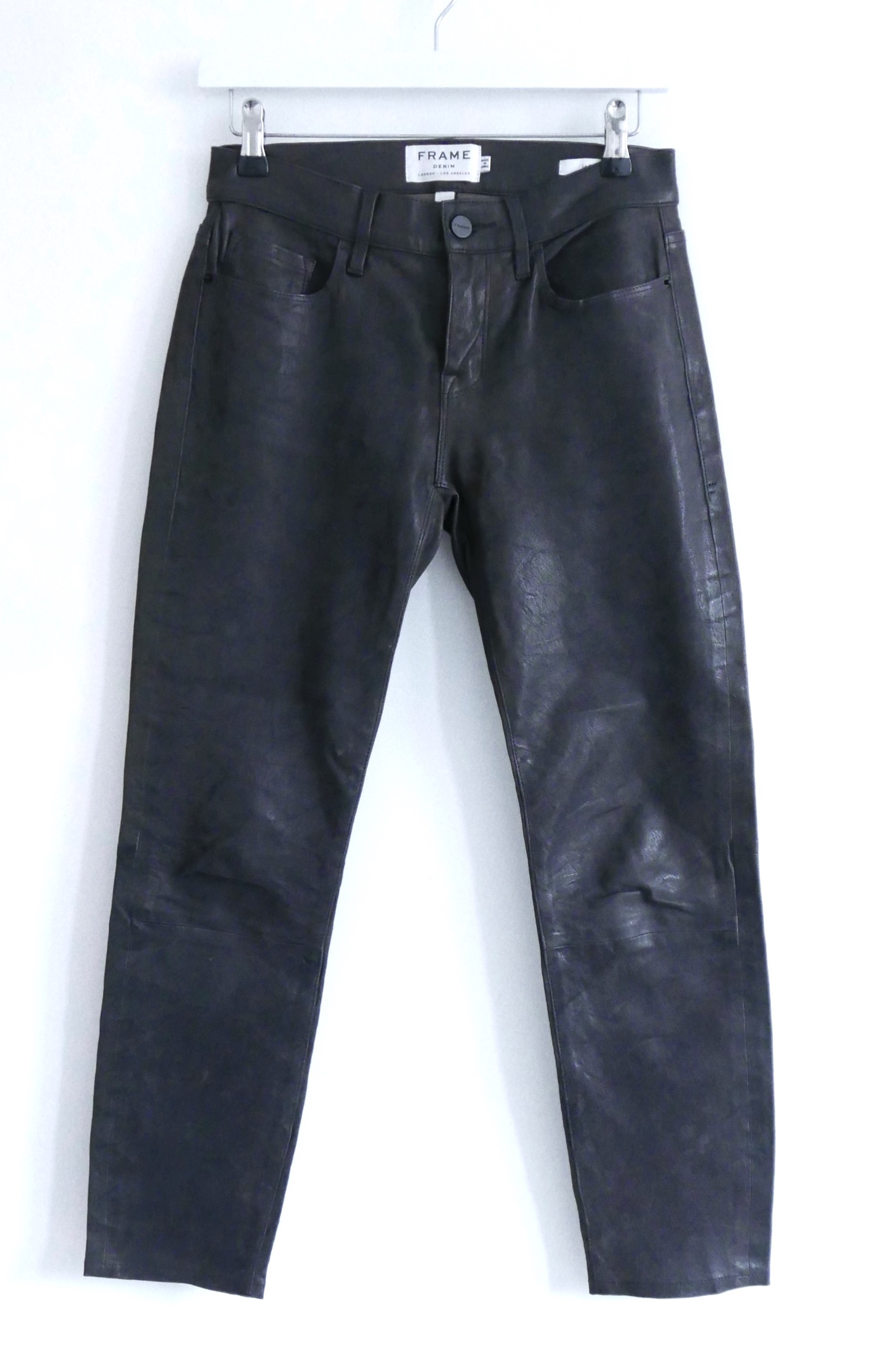 Frame Black Leather Garcon Jeans Size 24/61