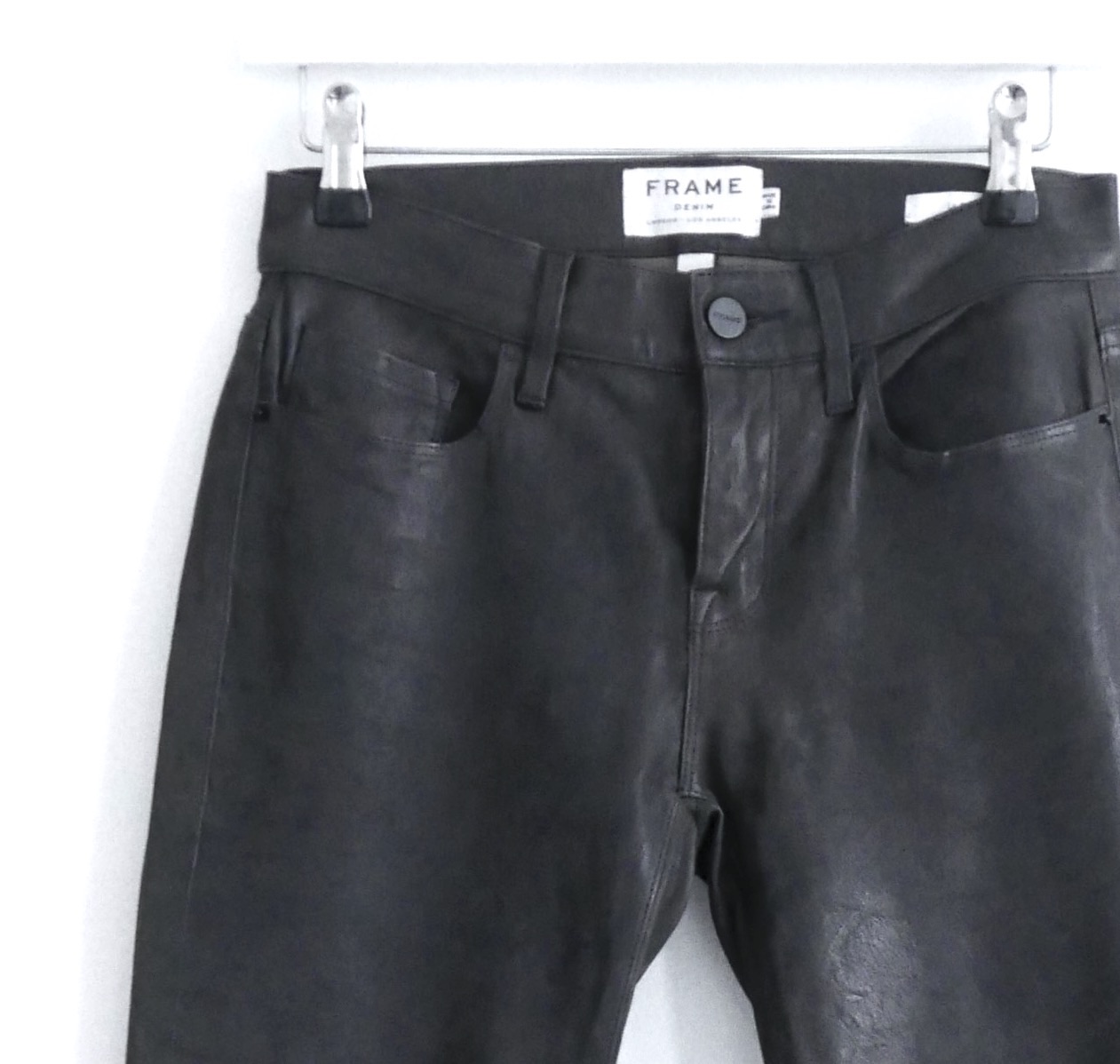 Frame Black Leather Garcon Jeans Size 24/61