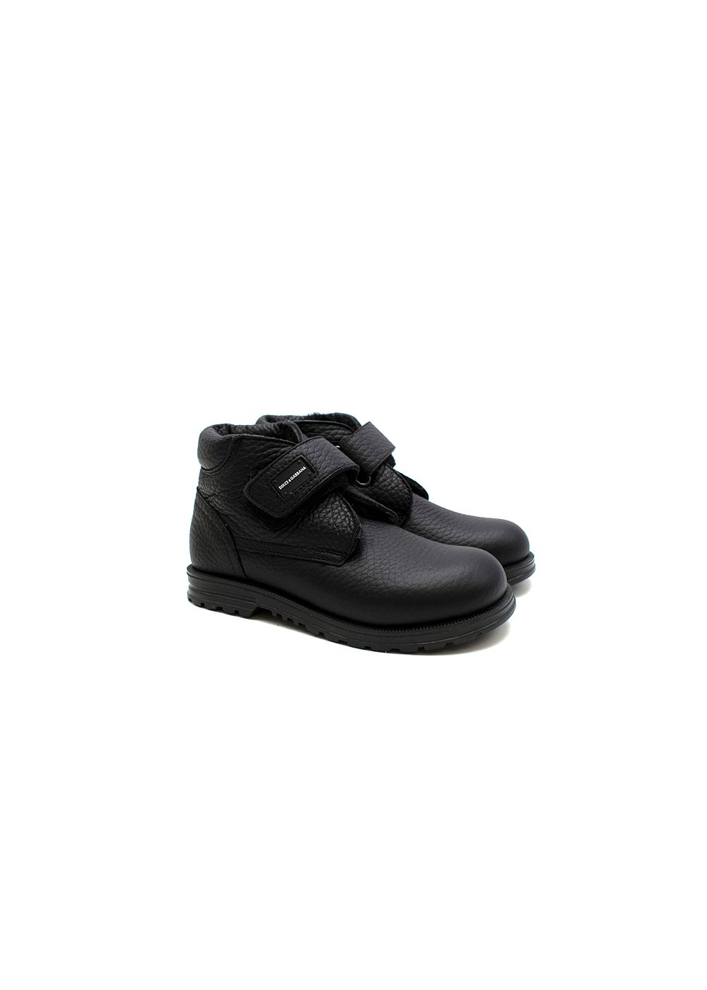 Boys Preowned Dolce  Gabbana Black Leather Mini High Tops Size 3 Years