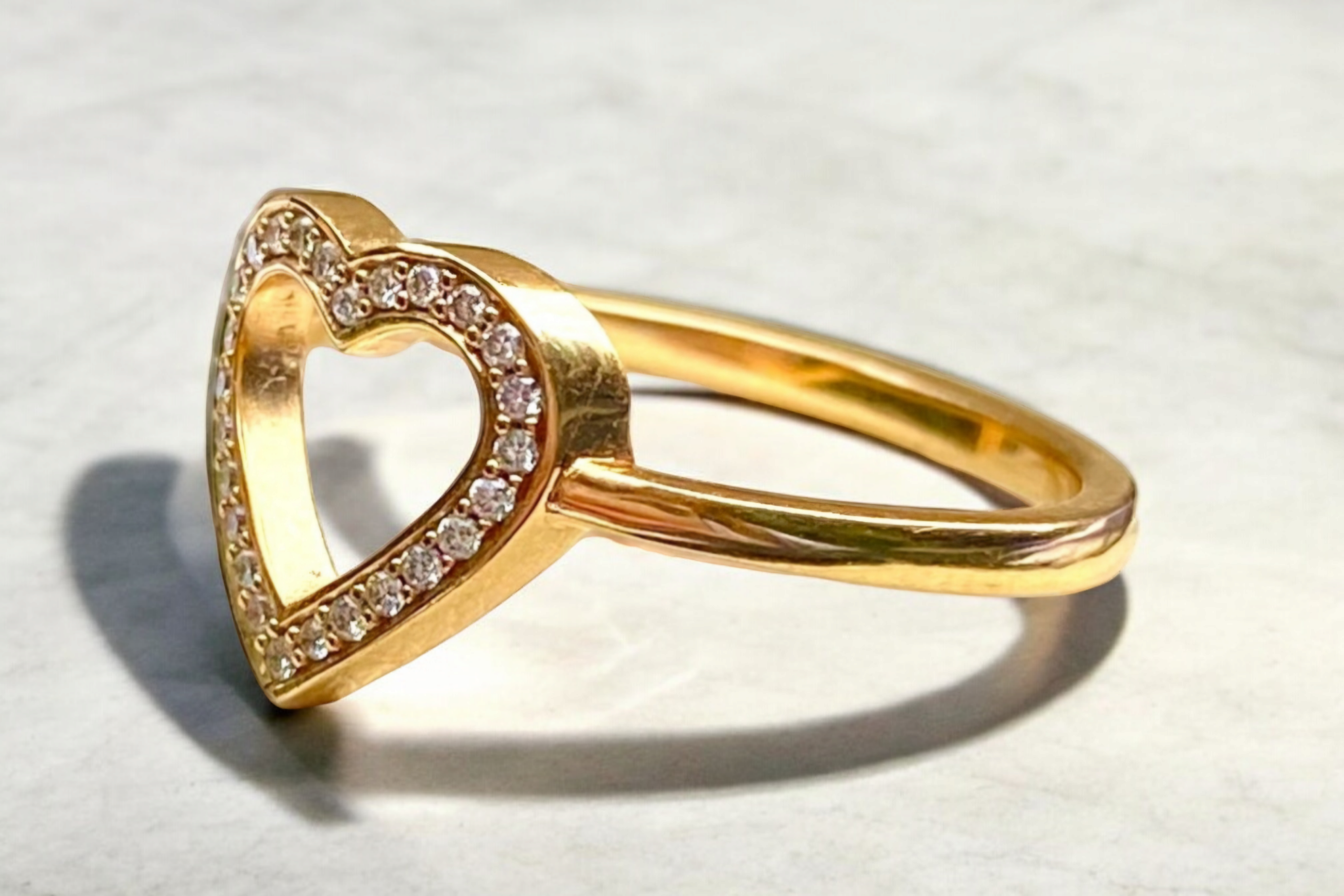 Preowned Bespoke 18ct Gold Openwork Diamond Heart Ring Yellow gold ct gold